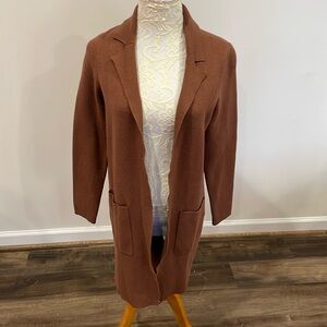 CLOTH BY DESIGN | Chestnut Brown Super Soft Duster with Collar and Pockets | S